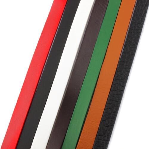 1Meter Black/Brown/Red/Green/White 10mm Flat Genuine Leather Cord Beading Cord Rope String For Jewelry Making Necklace Bracelet