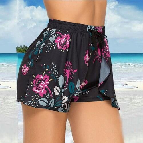 Summer Women Beach Shorts Fashion Casual Printed Waist Drawstring Shorts Loose Womens Elastic Waist Shorts Femme