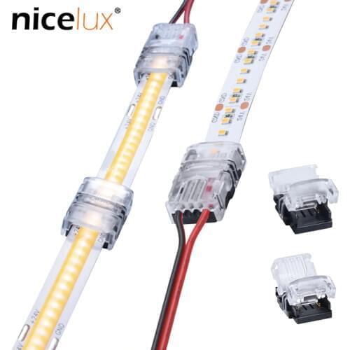 COB High Density LED Strip Connector for 2pin IP20 5050 3528 SMD 144 240 300 512 LEDs FOB Connectors 8mm 10mm 12mm Single Color