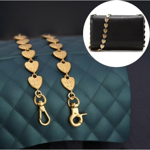 Bags Chains Women Bags Parts Metal Gold Long Purse Chain Vinatge Handbag Straps Heart Bags Accessories Replacement DIY Straps