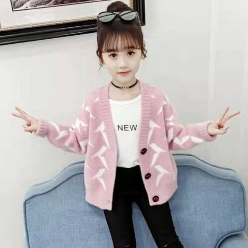Girls Sweater 2019 Fall Winter Toddler Baby Girls Cardigan Sweaters Knitted Chidlren Outwear Coat Girls OPen Stitch Warm Outwear
