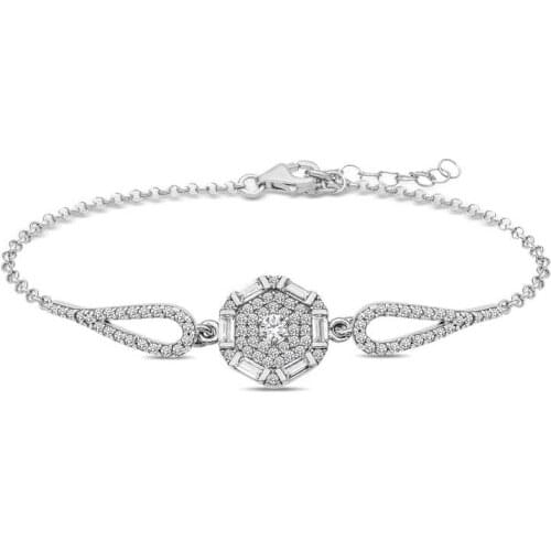 Tevuli 925 Sterling Silver Baguette Cubic Zirconia Bracelet