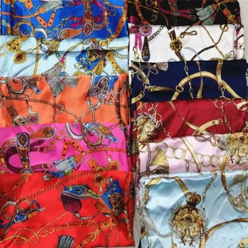 Printed satin fabric meter classic chain printing fabric home service shawl quilt cover jewelry fabric scarves scarf diy cloth