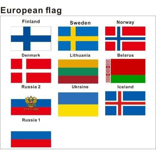 KAFNIK,80G silk screen printing 90*150cm 3*5ft European flag Finland/Sweden/Denmark/Lithuania/Norway/Russia flags for decoration