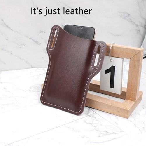 PU Leather Universal Brown Waist Belt Loop Cellphone Phone Protection Case Holster Fashion Men Women Waterproof Cell Phone Bag