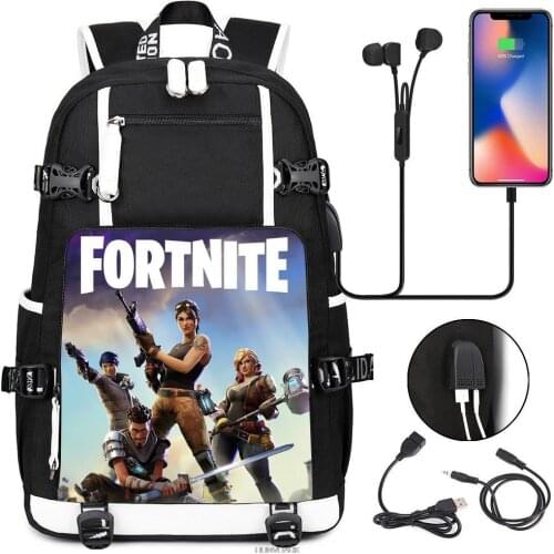 Fortnite Laptop Backpack With USB Charging Port Waterproof Capacity School Bag Computer Notebook Mochila Male