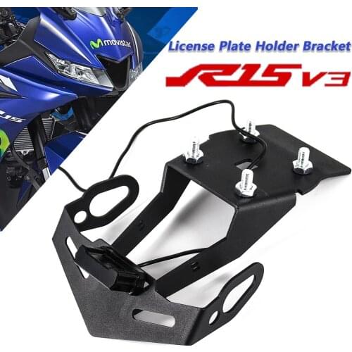 YZF R15 V3 Motorcycle License Plate Frame Bracket Mount Holder with LED Indicator Light for Yamaha R15 V3 2017 2018 2019 2020