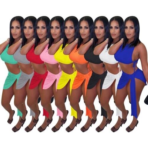 Sexy Summer 2 Two Piece Sets Women Skirt 2021 Sleeveless Crop Top Bandage Mini Skirts Bodycon Pink Matching Sets
