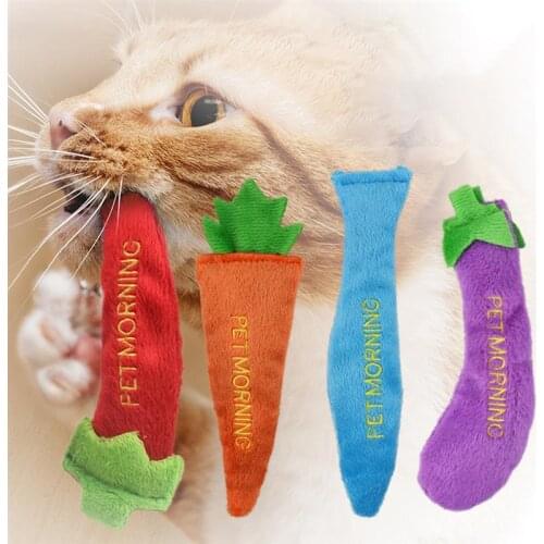 1pc Mini Cute Cat Toy Creative Carrot Eggplant Pepper Fish Shape Catnip Toy Cat Chewing Toy Pet Supplies Cat Favors