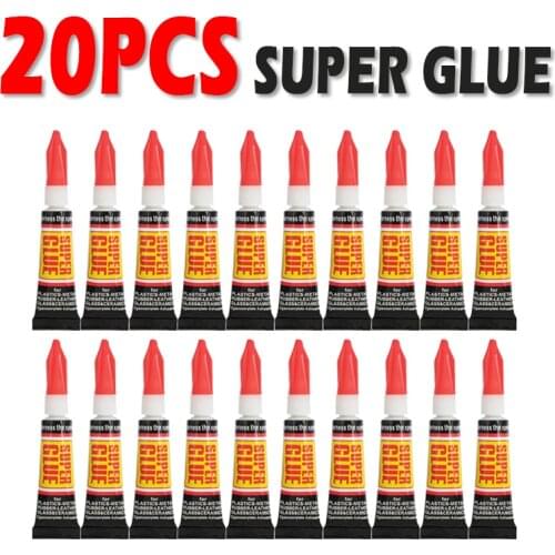 20pcs Liquid Super Glue Wood Rubber Metal Glass Cyanoacrylate Adhesive Stationery Store Nail Gel 502 Instant Strong Bond Leather