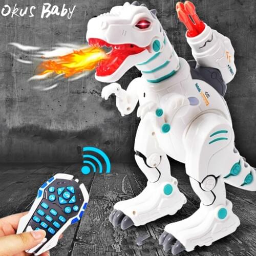 2021 Simulated Flame Spray Tyrannosaurus T-Rex Dinosaur Toy Kids Walking Dinosaur Water Spray Red Light & Realistic Sounds