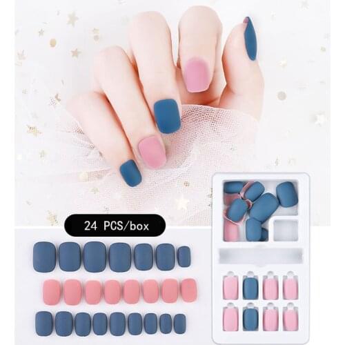 Fashion nail art Grind arenaceous gradient jump False Nails Point Metallic Acrylic Nail Tips 24pcs/kit Easy for Daily wear