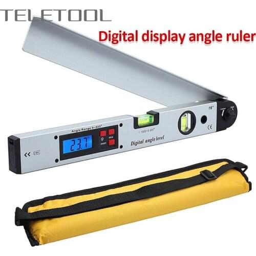 250/400MM 0-225 Degree Digital Angle Ruler Detector Aluminum Alloy Electronic Protractor Level Measuring Gauge Meter Inclinomete