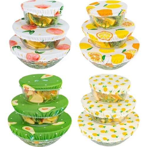 3Pc Cotton Cover Bowl Stretch Lids Reusable Airtight Food Wrap Keeping Fresh Seal Bowl Cotton Cover Kitchen Cookware Accessories