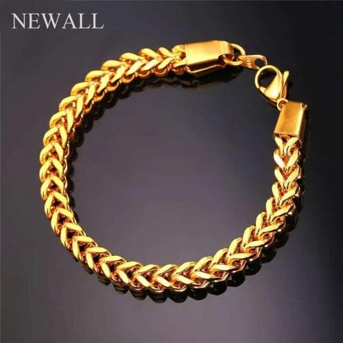 5/6/8MM Men Women Gold Silver Plated Black Wheat Chain Bracelet 316L Stainless Steel New Design Jewelry Wholesale Cuban Chain