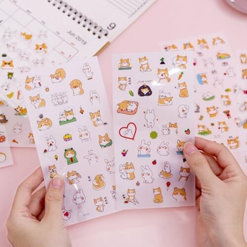 6 Sheets/lot) Korean Cute Cartoon Pvc Hand Account Sticker DIY Album Mobile Phone Decoration Small Sticker