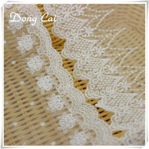 7yards/lot Width 10/12cm ivory Cotton Wire Embroidered Lace Fabric , DIY Handmade Lace Materials, Clothing Accessories Lace