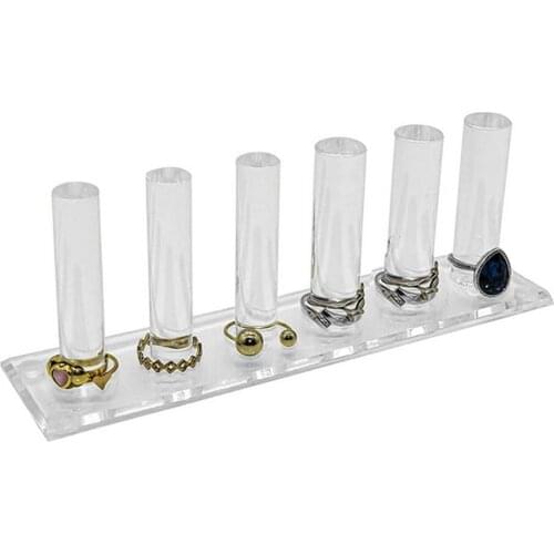 Acrylic Finger Ring Display 6 Rods Counter Organizer Holder Stand for Shows