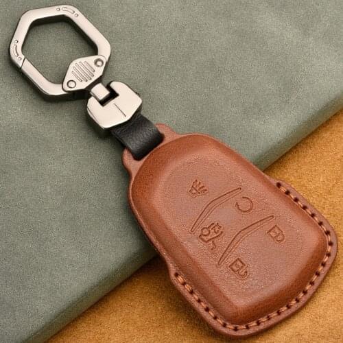 Car Genuine Leather Key Case Holder Shell For Cadillac ESV Escalade CTS XTS SRX ATS 2015 2016 2017 2018 CT5 XT5 XT6 Accessories
