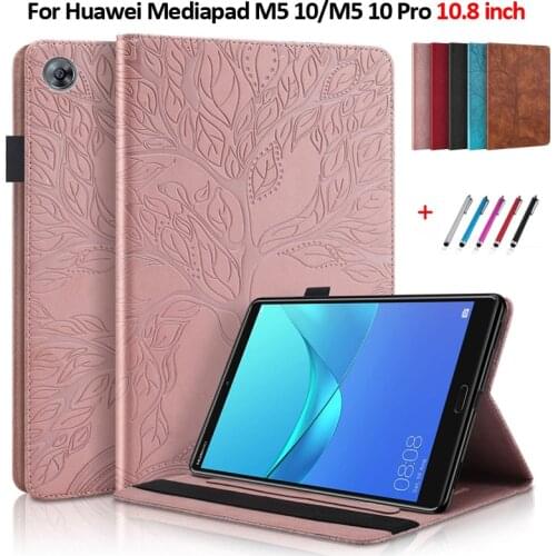 Tablet Cover For Huawei MediaPad M5 10.8 inch CMR-AL09/W09/W19 Emboss Tree Flip Wallet Stand Cover For Huawei M5 10 Pro Case