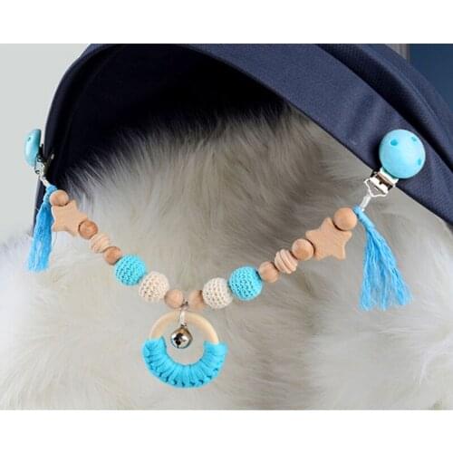 Baby Wooden Toys Pram Clip Hanging Baby Toys Mobile Bed Holder Music Rattle Pacifier Dummy Clip Play Gym Toys