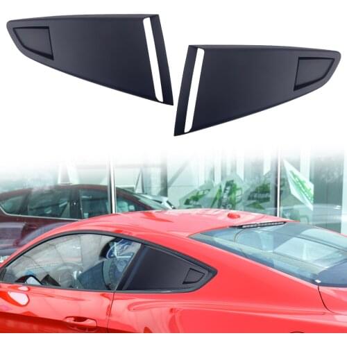 DWCX 1Pair Black Plastic Car Window Quarter Rear Louver Side Vent Scoop Cover Fit For Ford Mustang 2015 2016 2017 2018