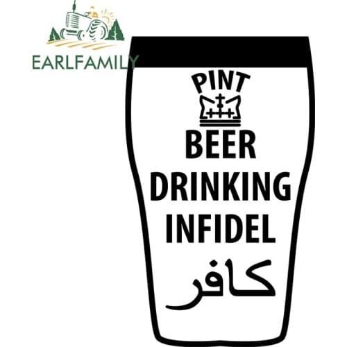 EARLFAMILY 13cm x 8cm for Beer Drinking Vinyl Car Stickers Creativite Surfboard Motorcycle Decal Waterproof Sunscreen Decoration