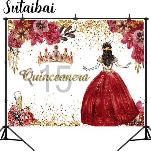 Photo Backdrop Sweet 15 Birthday Quinceanera Decorations Crown Photography Background Photophone Photo Studio Props