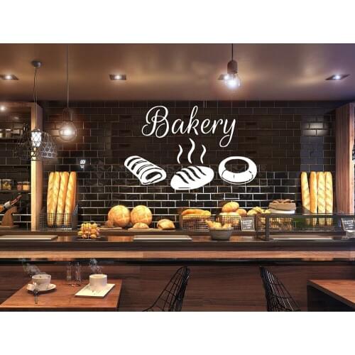 Bakery Shop Logo Wall Sticker Bakeshop Kitchen Cafe Vinyl Decal Home Room Interior Decoration Waterproof High Quality Mural D582