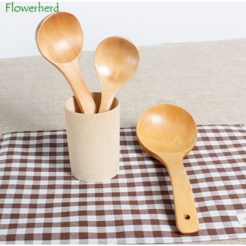 Curved Spoon Kitchenware Large Wooden Spoon Soup Spoon Natural Color Old Lacquered Wood Large Soup Spoon Wine Spoon Spoon Set