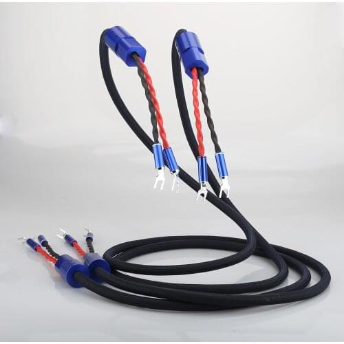 Pair Audiocrast Silver Plated Audiophile Speaker Cable Spade to spade Plug Loudspeaker Cable For HIFI Speaker Amplifer