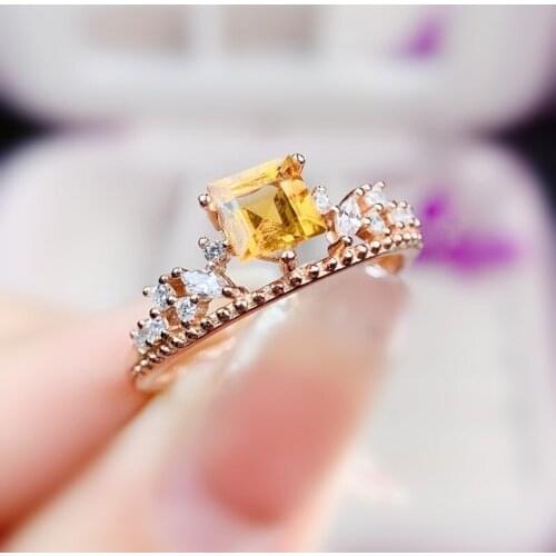 Natural real citrine or garnet square ring Free shipping 5*5mm 0.7ct gemstone 925 sterling silver Fine jewelry J215253