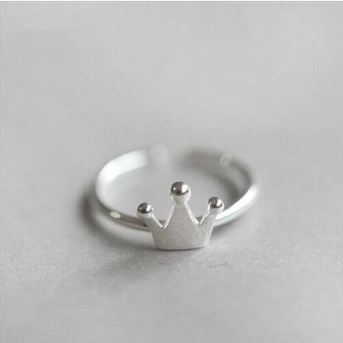 Korean Version Of Wholesale 925 Sterling Silver Jewelry Cute Opening Small Crown Creative Opening Rings SR61