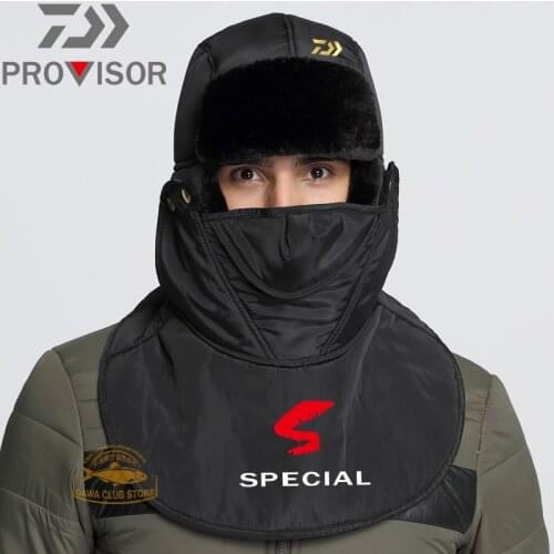 Ski Windproof Plus Down Cap DAIWA Fishing Hat Mens Winter Outdoor Fishing Velvet Warm Hat Cycling Thick Wind and Cold Hat