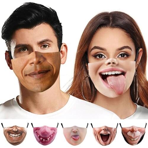 Adult Cosplay Mouth Masks Happy Funny Teeth Face Mouth Washcloth Breathable Dustproof Reusable Women Men Cotton Halloween Mask