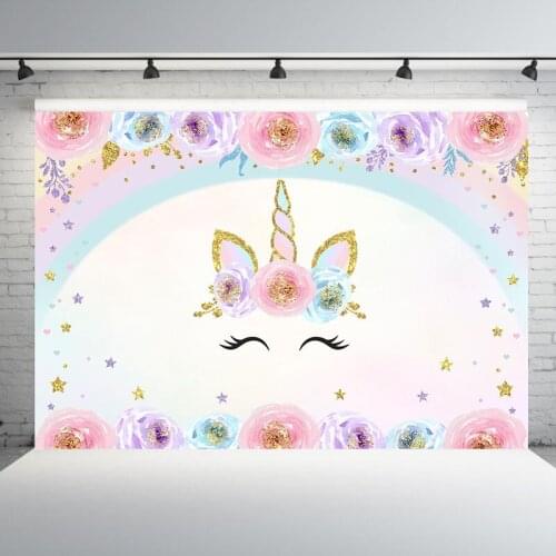 Unicorn Birthday Photography Backdrop Rainbow Newborn Photocall Children Birthday Portrait Background Backdrop Photo Studio