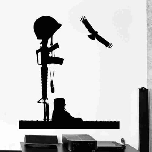 Rifle Soldier Sticker Hawk Cemetery Posters Vinyl Wall Decals Pegatina Decor Mural Freedom is not Free Rifle Sticker Gun Decal