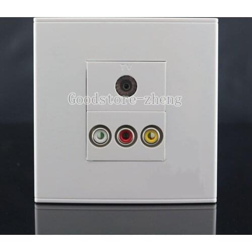 Wall Face Plate 3RCA AV + TV Cable Jack Outlet Socket Assorted Panel Faceplate