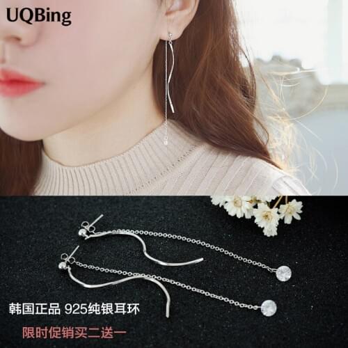 2017 New Design 925 Sterling Silver Tassel Crystal Drop Earrings Long Earrings For Women Free Shipping Brincos