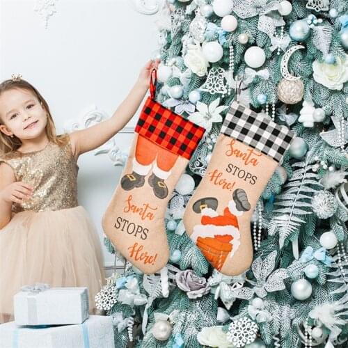 New Year Christmas Stocking Sack Xmas Gift Candy Bag Noel Christmas Decorations for Home Natal Navidad Sock Christmas Tree Decor