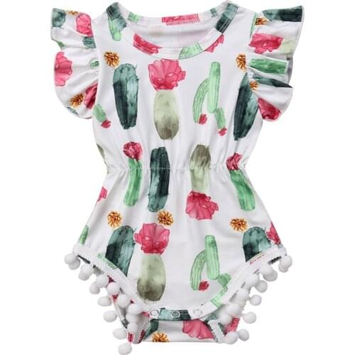 Newborn Infant Baby Girls Clothes Short Sleeve Cactus Print Romper Jumpsuit Sunsuit Baby Summer Clothing 0-24M