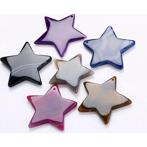 Natural stone necklace pendant five-pointed star fashion sweater chain pendant for jewelry making DIY necklace accessories