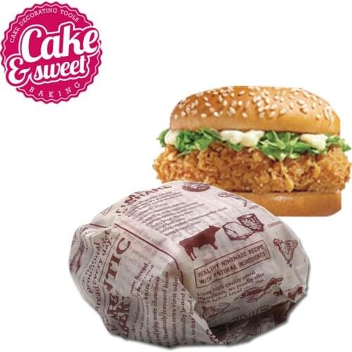 20pcs Food Wax Paper Printed Food Grade Oil Proof Wrappers Paper For Bread Sandwich Burger Fries Packing Paper Baking Tools