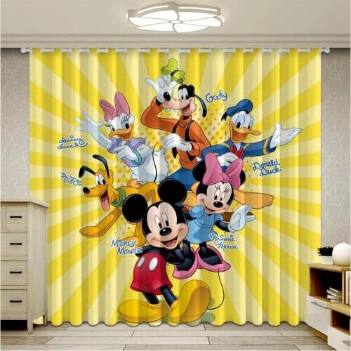 Popular Disney Mickey Minnie Curtains For Kids Living Room Cartoon Design Curtain Living Room Blackout Drapes Window Treatment