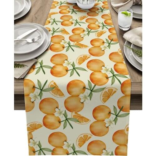 Plant Fruit Orange Table Runner Home Dining Table Decor Placemat Hotel Wedding Table Decor Tablecloth