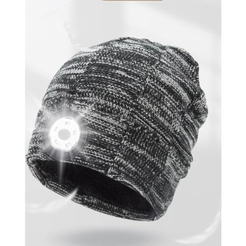 Unisex Beanie Hats with Light Stocking Hat with Hand-Free Headlight Outdoor Camping Head Lamp Flash Headlight Running Hat