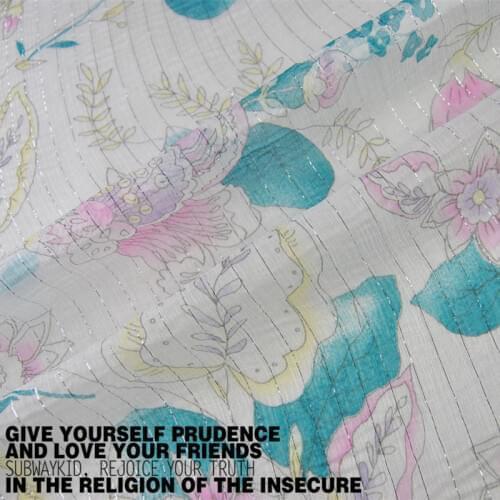 Silk Georgette Chiffon Fabric Dress Pale beautiful silver colored Shun Yu wrinkle lines Baotou summer dress (1 meter)