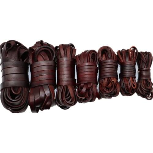 Genuine Cowhide Leather Cord Strip Flat Rope DIY Leather Craft Jewelry bag 5 Meters Leathercraft Vintage