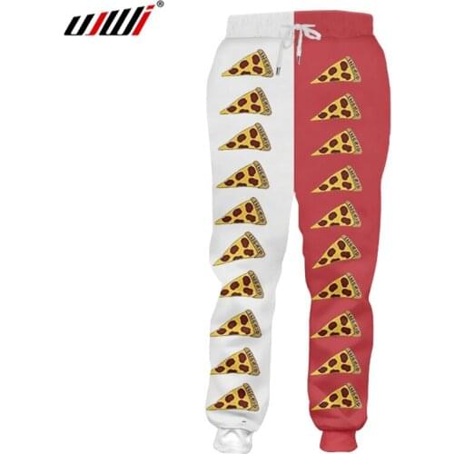 UJWI Sweatpants Man New Loose Long Pizza 3D Trousers Printed White red green Funny Large Size Costume Male Winterpants