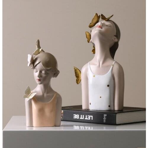 Nordic Ins Creative Butterfly Girl Resin Ornaments Home Livingroom Desktop Figurines Crafts Coffee Table Sculpture Decoration